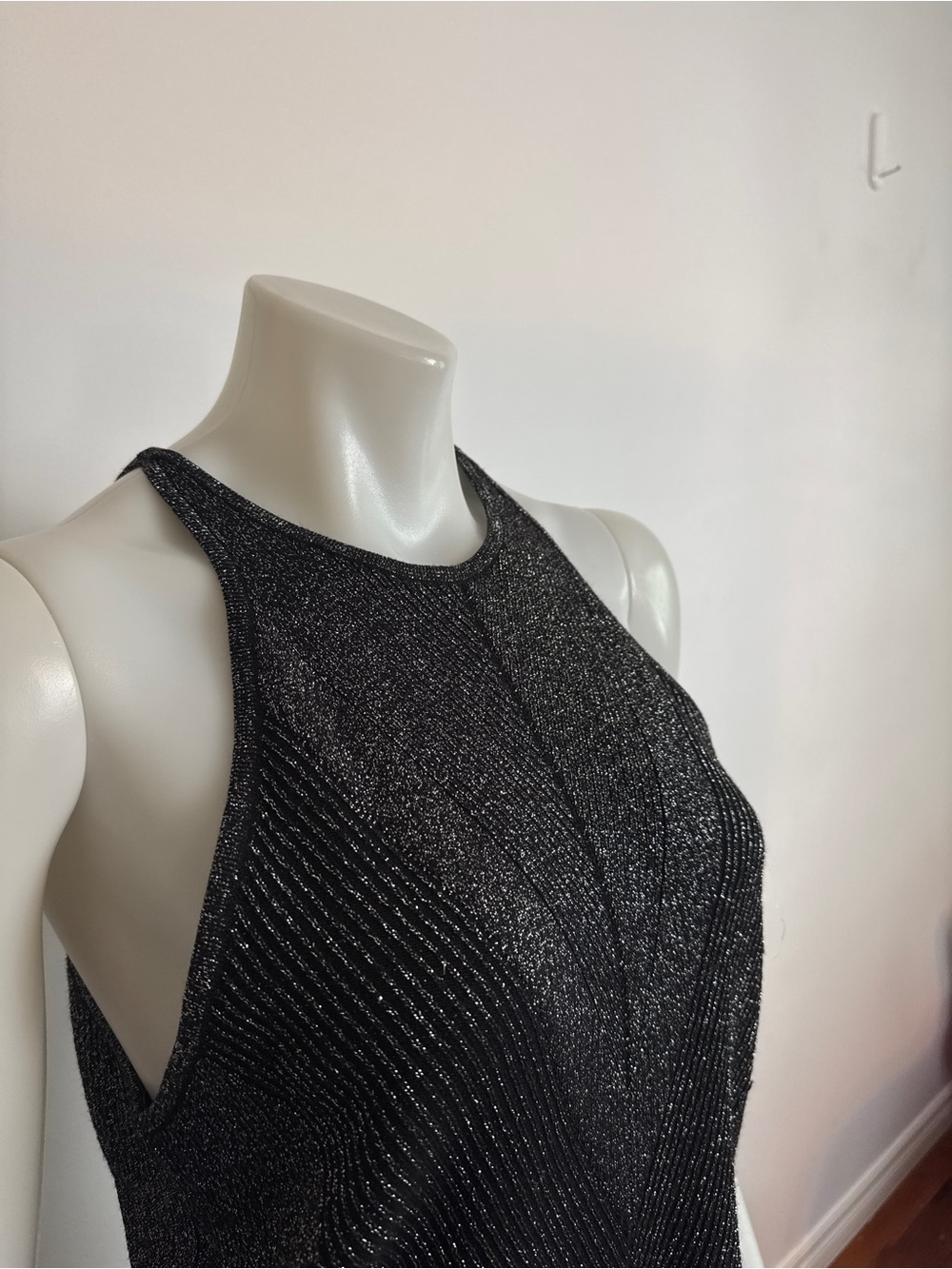 +Anthropologie - Gemma Ribbed Tank in black silver glitter. 1X - Picture 7 of 10